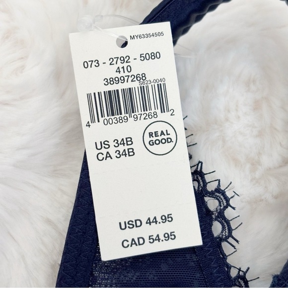 Aerie Show Off Plunge Bra 34B Unlined Lace Navy Blue NEW NWT - Picture 8 of 9
